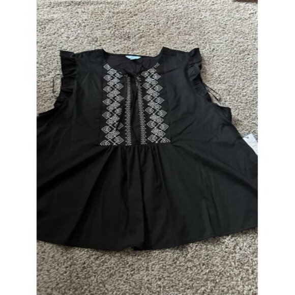 Draper James RSVP Black Embroidered Flutter Sleeve Top Plus Size XXL Career - Picture 2 of 14